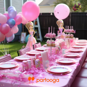 Barbie decorations for a kids birthday party. 