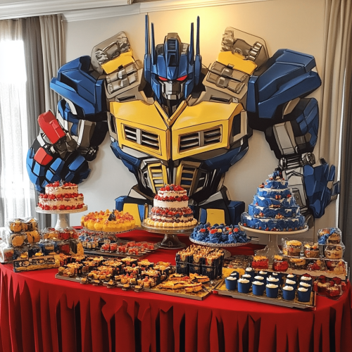 Transformers themed birthday party decorations. 